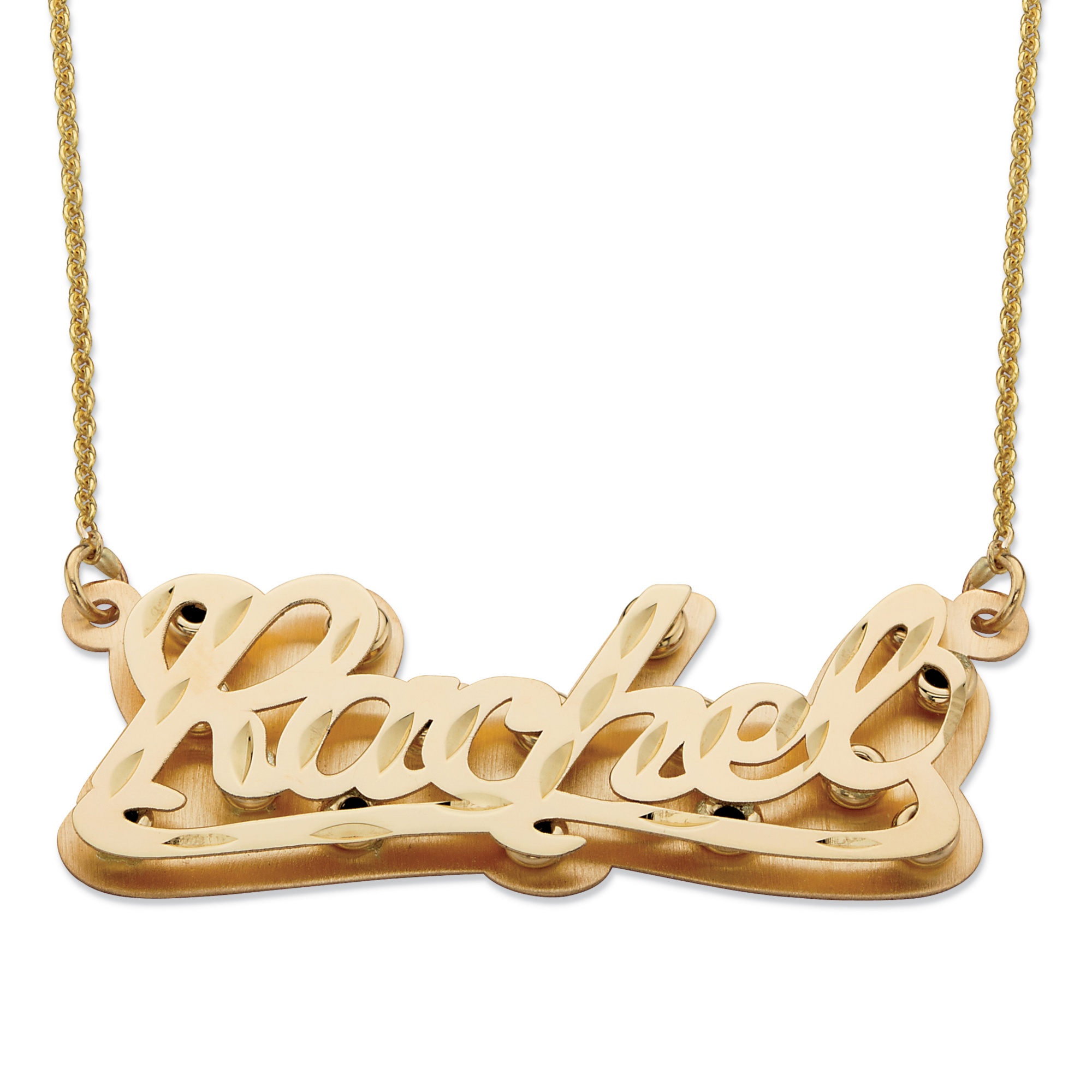 Diamond Cut Personalized Nameplate Pendant In Solid 10k Yellow Gold At