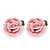 Pink Ceramic Blooming Rose Stud Earrings with Surgical Steel Posts-11 at PalmBeach Jewelry