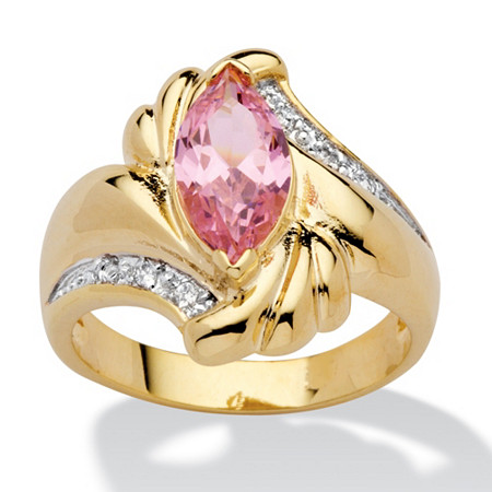 2.05 TCW Marquise-Cut Pink Cubic Zirconia Ring in Gold-Plated at PalmBeach Jewelry