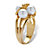 Round Simulated Pearl and Austrian Crystal Accent Ring in Yellow Gold-Plated-12 at PalmBeach Jewelry