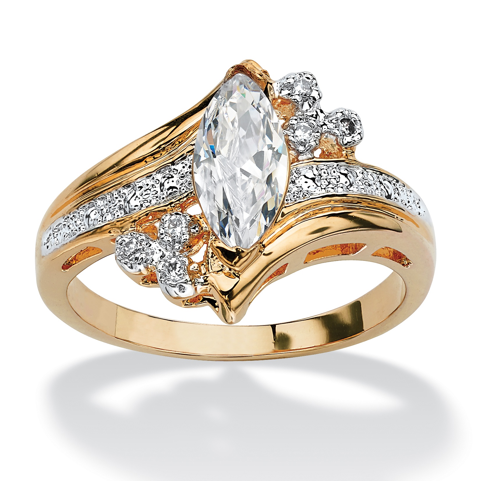 1 03 TCW Marquise Cut Cubic Zirconia Engagement  