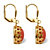 Orange Oval Simulated Coral Yellow Gold-Plated Cabochon Filgree Drop Earrings-12 at PalmBeach Jewelry