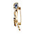 Simulated Blue Sapphire and Crystal Owl Pin 4 TCW in Yellow Gold Tone-12 at PalmBeach Jewelry