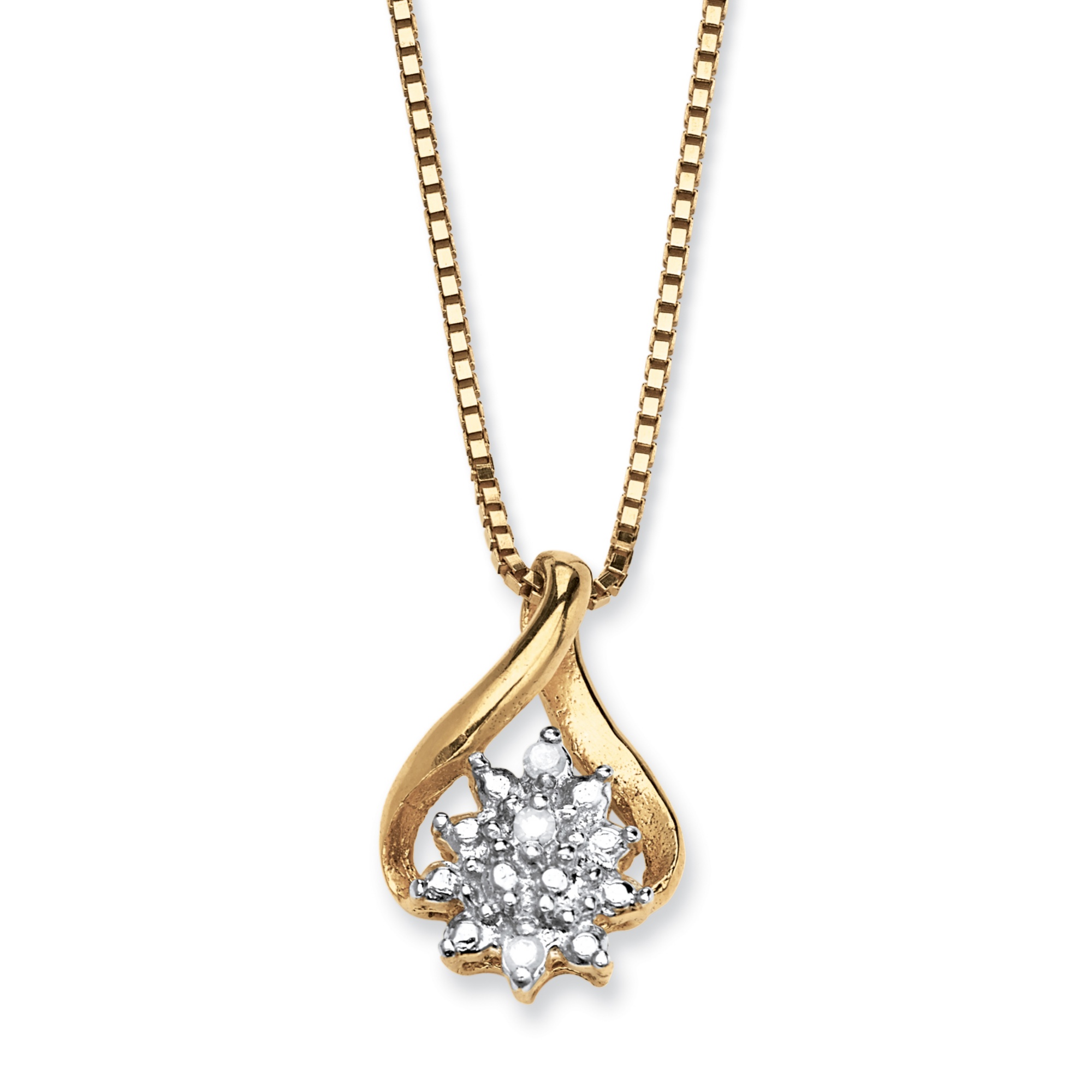 Diamond Accent Cluster Pendant Necklace in Solid 10k Gold at PalmBeach