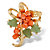 Genuine Orange Coral and Green Agate Bouquet Pin in Gold Tone-11 at PalmBeach Jewelry