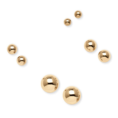 14k Yellow Gold 4 Pairs Ball Stud Earrings Set at PalmBeach Jewelry