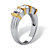 1.50 TCW Round Cubic Zirconia Three-Stone Bridal Band in Sterling Silver with Gold Tone Accents-12 at PalmBeach Jewelry