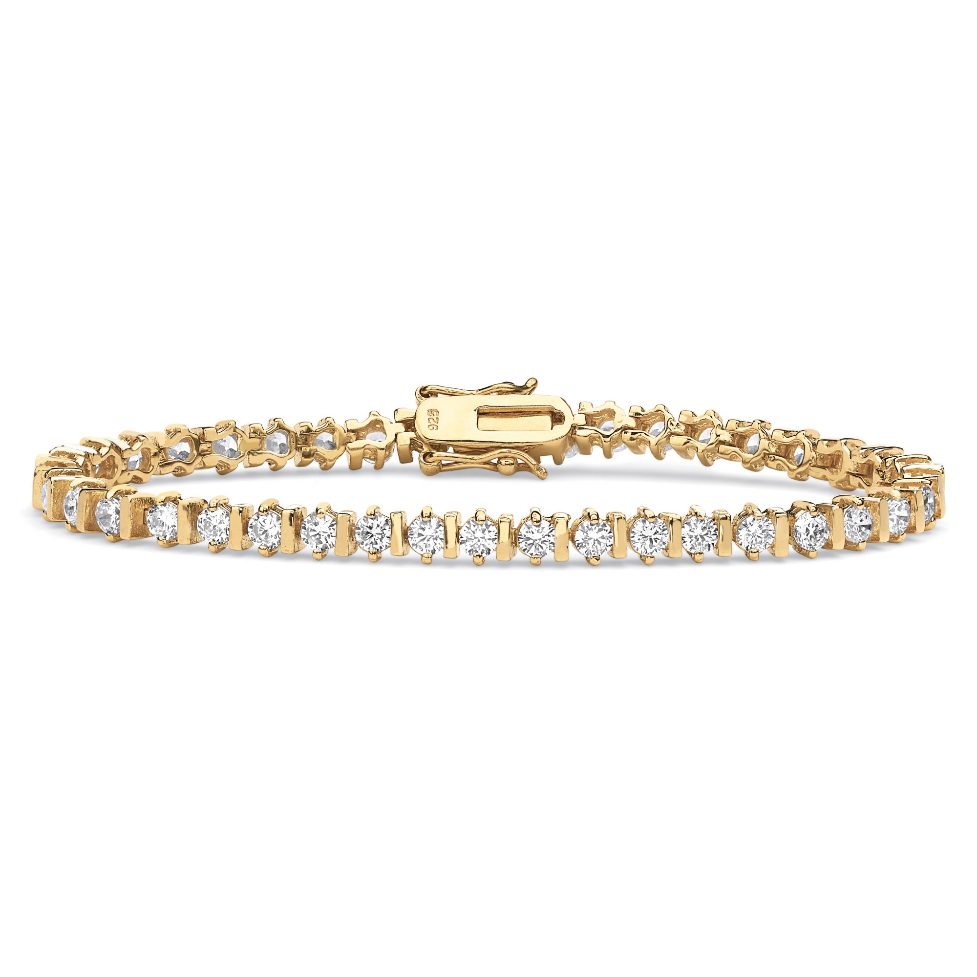 5 TCW Round Cubic Zirconia Tennis Bracelet 18k Gold over Sterling ...