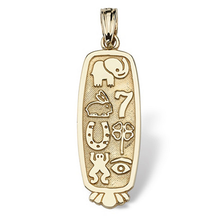 Solid 14k Yellow Gold "Good Luck" Charm Pendant at PalmBeach Jewelry