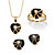 SETA JEWELRY Heart-Shaped Genuine Onyx Pendant, Earrings and Ring Set in Yellow Gold-Plated-11 at Seta Jewelry