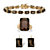 Emerald-Cut Genuine Smoky Quartz 3-Piece Earring, Bracelet and Ring Set 41.25 TCW Gold-Plated 7.25"-11 at PalmBeach Jewelry
