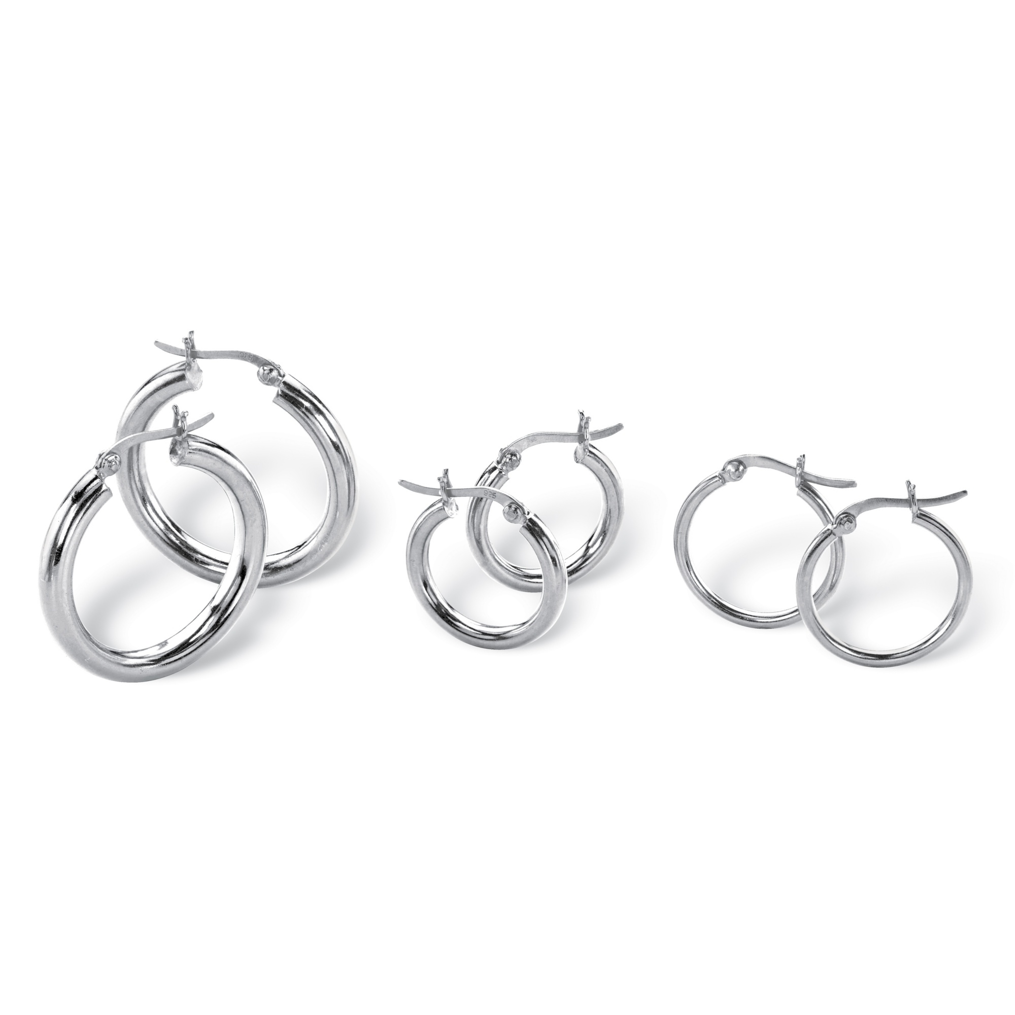 silver hoop earrings set of 2