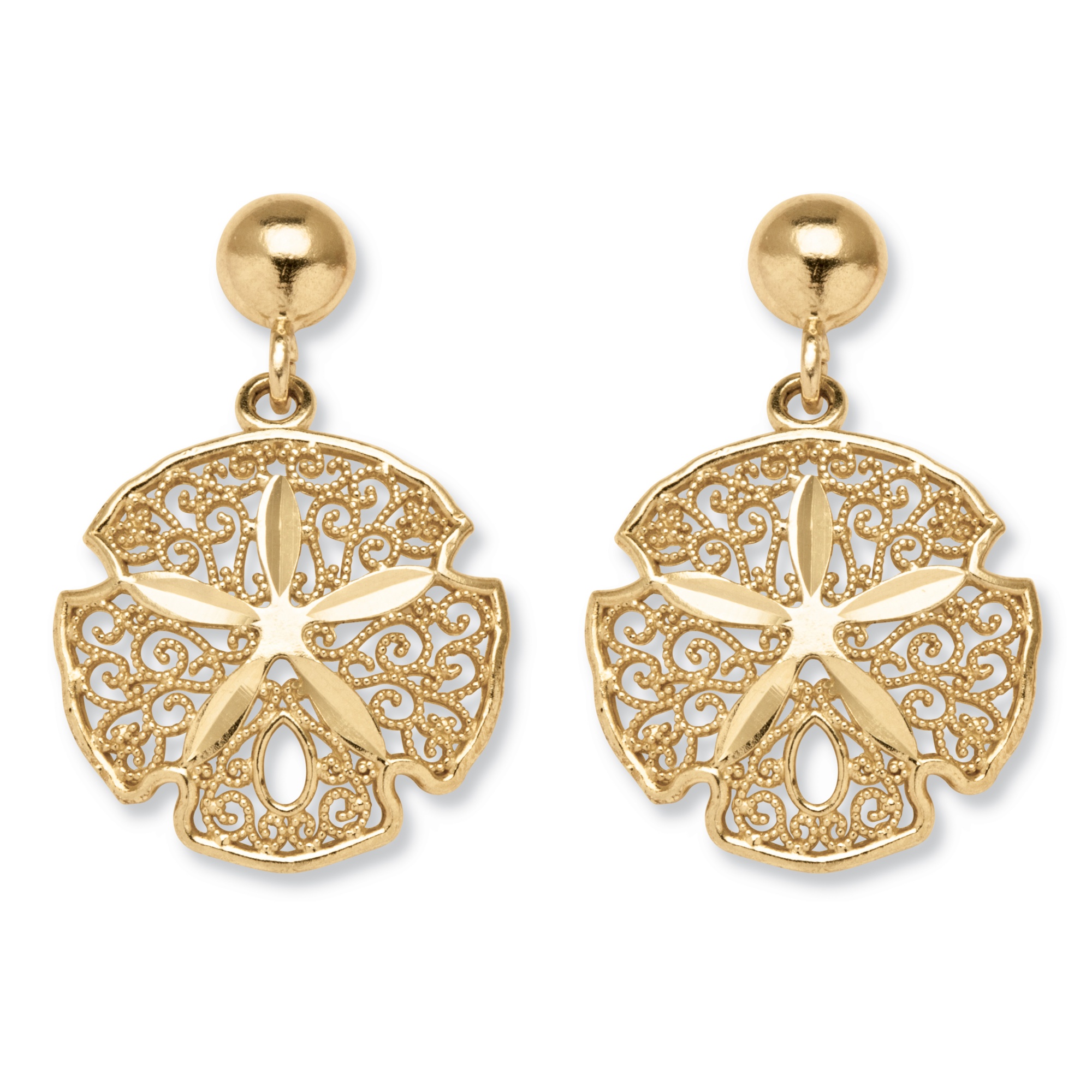 10k Yellow Gold Sand Dollar Drop Earrings at PalmBeach Jewelry