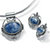 SETA JEWELRY Oval-Shaped Simulated Blue Lapis Silvertone Antique-Finish Pendant and Earrings Set-11 at Seta Jewelry