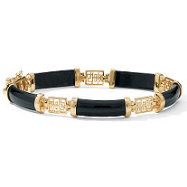 SETA JEWELRY Genuine Onyx Longevity Bracelet in Gold-Plated
