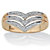 SETA JEWELRY White Diamond Accent 10k Yellow Gold Triple-Row Chevron Ring-11 at Seta Jewelry