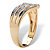 SETA JEWELRY White Diamond Accent 10k Yellow Gold Triple-Row Chevron Ring-12 at Seta Jewelry