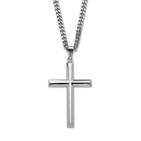 Cross Pendant in Sterling Silver with Stainless Steel Chain 24" at PalmBeach Jewelry