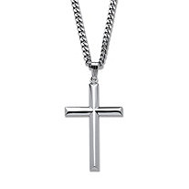 SETA JEWELRY Cross Pendant in Sterling Silver with Stainless Steel Chain 24