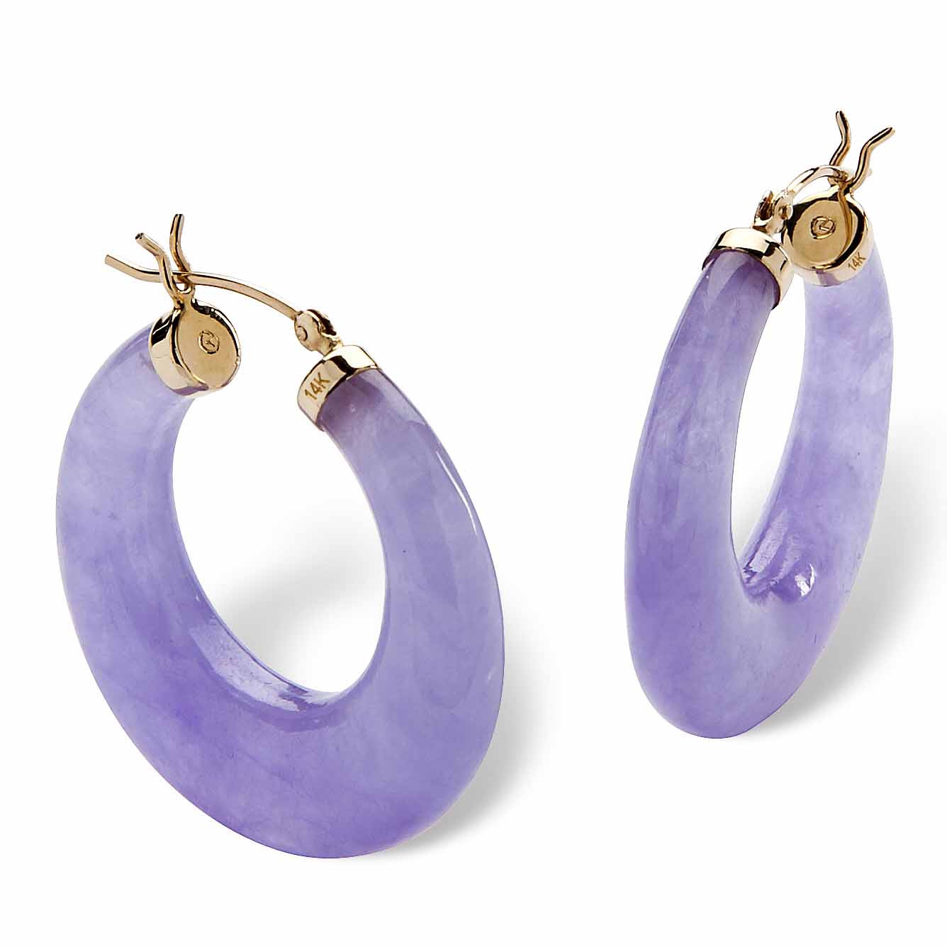 Lavender Jade 14k Yellow Gold Hoop Earrings (1
