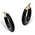 SETA JEWELRY Simulated Black Onyx Hoop Earrings in 14k Yellow Gold (1")-11 at Seta Jewelry