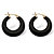 Simulated Black Onyx Hoop Earrings in 14k Yellow Gold (1")-12 at PalmBeach Jewelry
