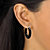 Simulated Black Onyx Hoop Earrings in 14k Yellow Gold (1")-13 at PalmBeach Jewelry