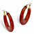 SETA JEWELRY Red Jade 14k Yellow Gold Hoop Earrings (1")-11 at Seta Jewelry