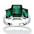Emerald-Cut Simulated Green Emerald 3-Stone Ring in Sterling Silver-11 at PalmBeach Jewelry
