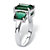 Emerald-Cut Simulated Green Emerald 3-Stone Ring in Sterling Silver-12 at PalmBeach Jewelry