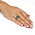 Emerald-Cut Simulated Green Emerald 3-Stone Ring in Sterling Silver-13 at PalmBeach Jewelry