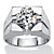 Men's 4 TCW Round Cubic Zirconia Sterling Silver Polished Textured Ring-11 at PalmBeach Jewelry
