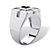 Men's 5/8 TCW Genuine Midnight Blue Sapphire Square Ring in Sterling Silver Sizes 8-16-12 at PalmBeach Jewelry