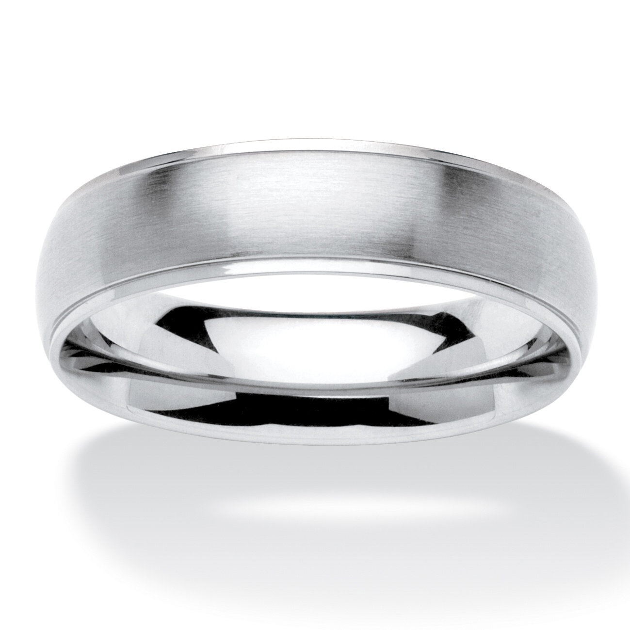 Men's Comfort Fit Brushed Stainless Steel Wedding Band (6mm) at ...