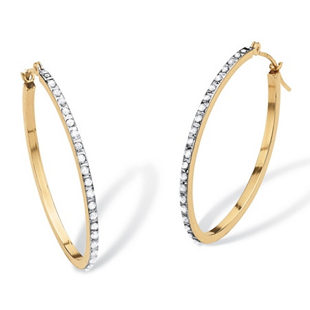 Diamond Accent Diamond Fascination Hoop Earrings in 14k Yellow Gold (1 1/4") at Direct Charge presents PalmBeach