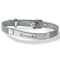 Personalized I.D. Mesh Name Bracelet in Stainless Steel, Adjustable 7.5"