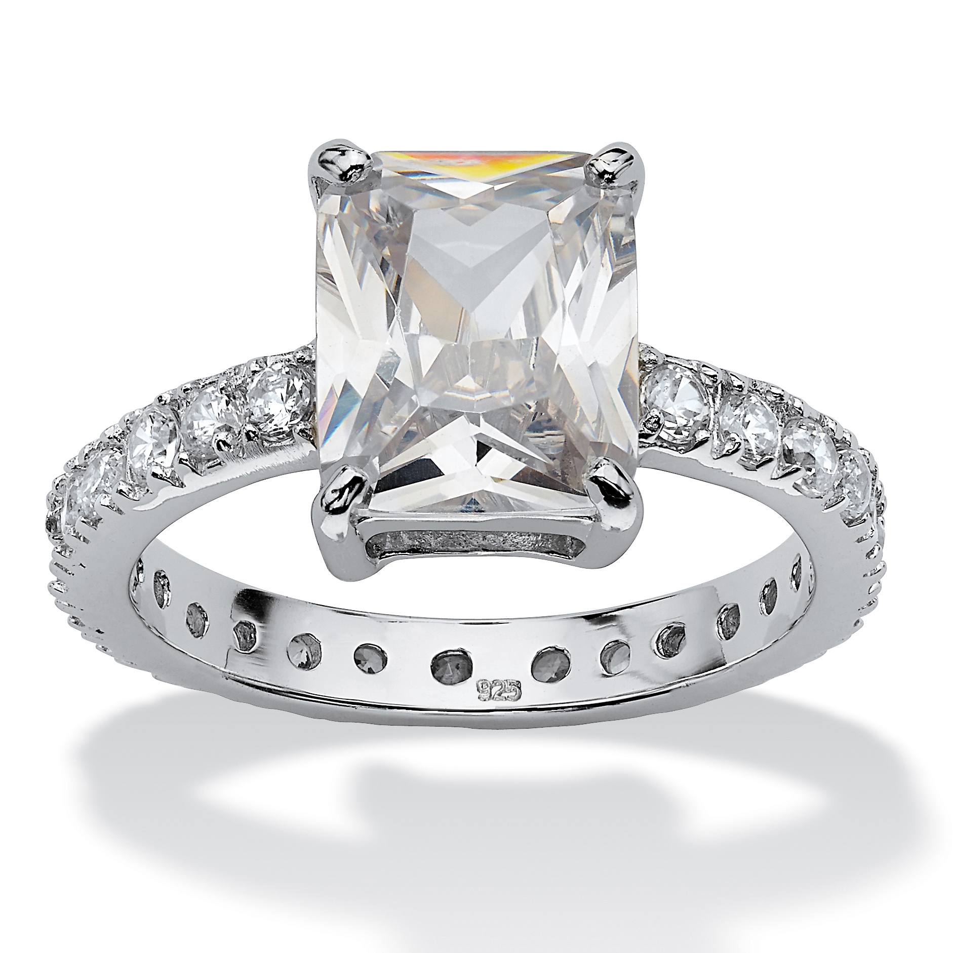 4.66 TCW EmeraldCut Cubic Zirconia Platinum over Sterling Silver