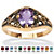 Oval-Cut Simulated Birthstone Filigree Ring in Antiqued Gold-Plated-102 at PalmBeach Jewelry