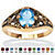 Oval-Cut Simulated Birthstone Filigree Ring in Antiqued Gold-Plated-103 at PalmBeach Jewelry