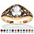 Oval-Cut Simulated Birthstone Filigree Ring in Antiqued Gold-Plated-104 at PalmBeach Jewelry