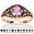 Oval-Cut Simulated Birthstone Filigree Ring in Antiqued Gold-Plated-106 at PalmBeach Jewelry