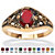 Oval-Cut Simulated Birthstone Filigree Ring in Antiqued Gold-Plated-107 at PalmBeach Jewelry