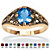 Oval-Cut Simulated Birthstone Filigree Ring in Antiqued Gold-Plated-109 at PalmBeach Jewelry
