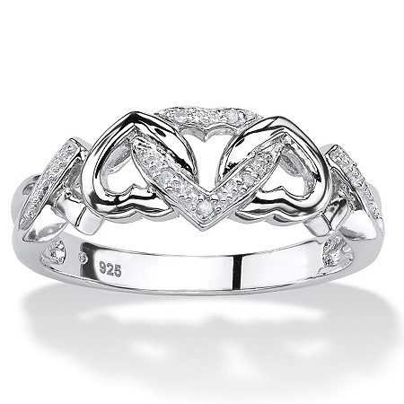 Diamond Accent Interlocking Hearts Promise Ring in Platinum over Sterling Silver at PalmBeach Jewelry