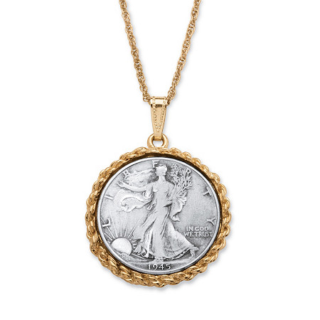 Genuine Half Dollar Year to Remember Pendant Necklace in Gold Tone 24" at PalmBeach Jewelry