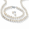 Related Item 3 Piece Cultured Freshwater Pearl Necklace Bracelet and Earrings Set in Sterling Silver