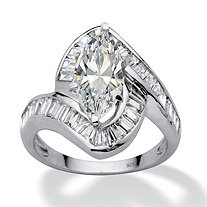 4.93 TCW Marquise-Cut Cubic Zirconia Platinum over Sterling Silver Channel-Set Ring