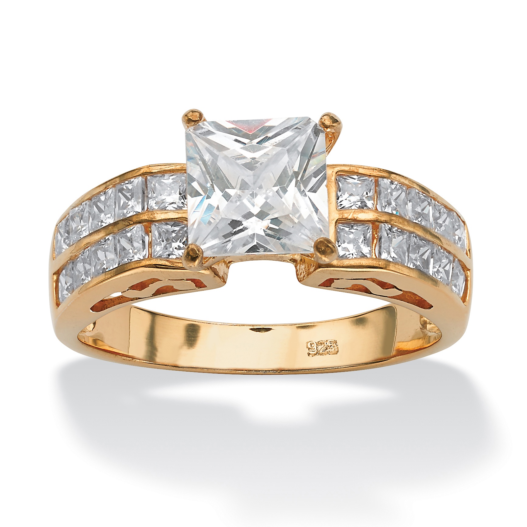 2.42 TCW PrincessCut Cubic Zirconia Engagement Anniversary Ring in 18k