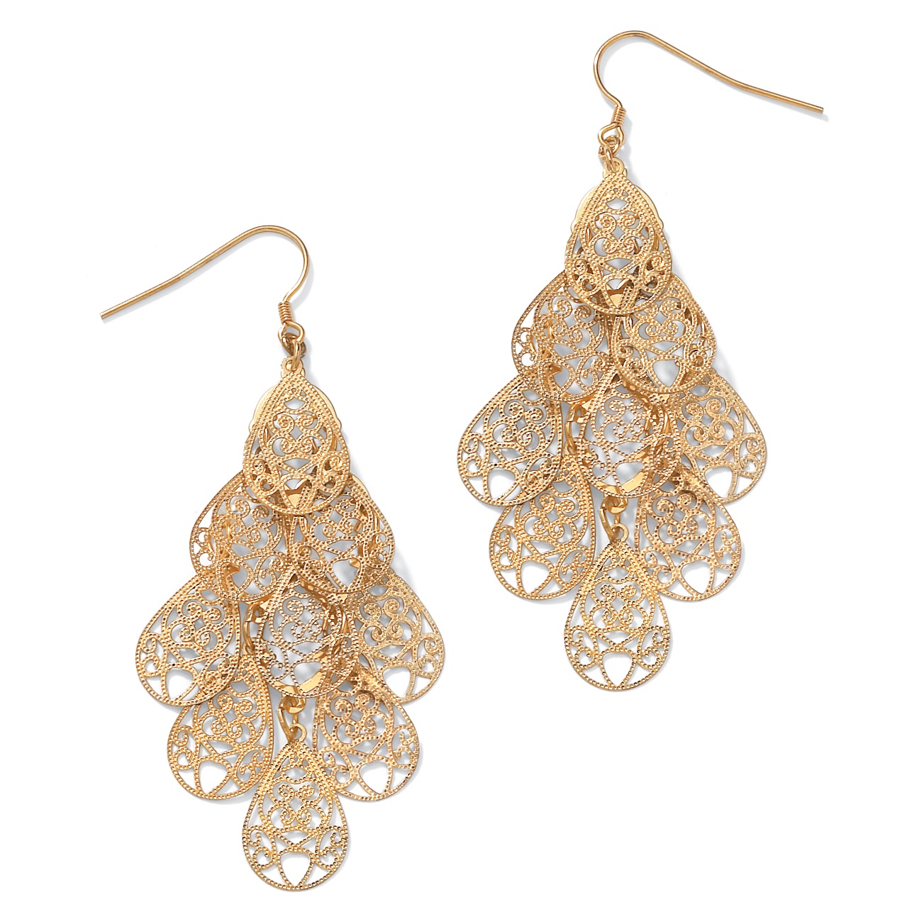 Filigree Chandelier Earrings in Yellow Gold Tone at PalmBeach Jewelry