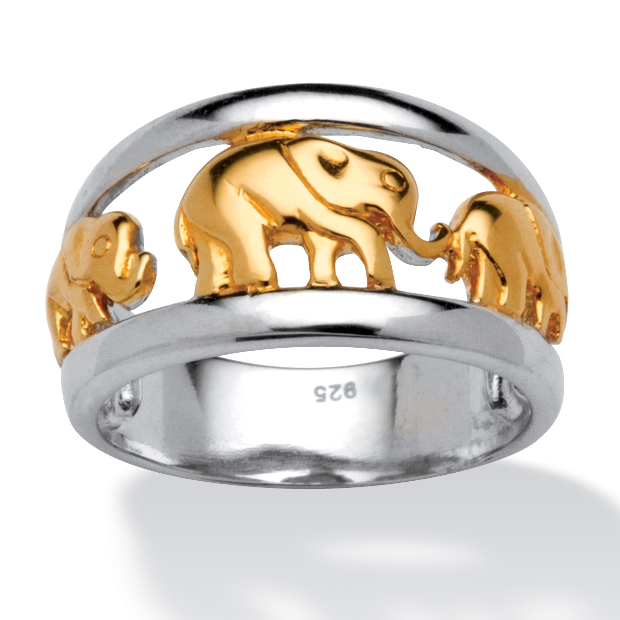 Elephant Ring in Two Tone Sterling Silver with Golden Accents at ...